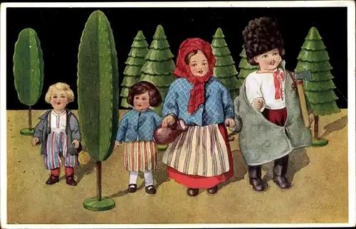 Künstler Ak Hänsel und Gretel, Puppenmärchen II. Reihe 904-907