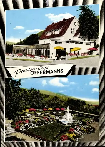 Passepartout Ak Bodenwerder in Niedersachsen, Terrassen Café und Pension Offermanns, Gartenansicht