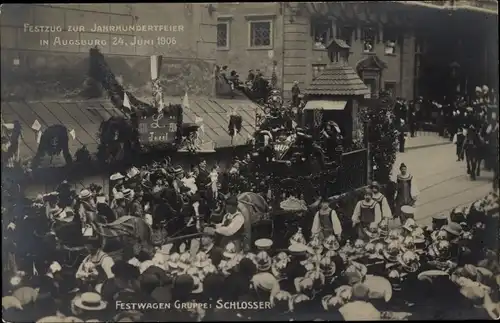Ak Augsburg in Schwaben, Festzug zur Jahrhundertfeier 1906, Festwagen der Schlosser