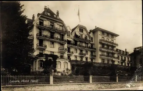 Ak Luzern Stadt Schweiz, Carlton Hotel Tivoli, Straßenansicht mit Garten