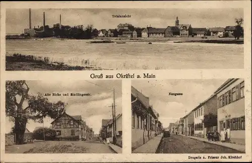 Ak Okriftel Hattersheim am Main, Totalansicht, Alte Eiche, Sindlinger Straße, Neugasse