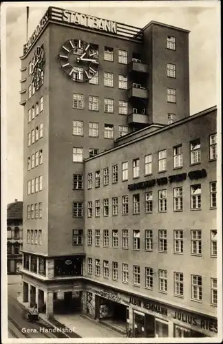 Ak Gera in Thüringen, Handelshof, Stadtbank, Albin Hemmann