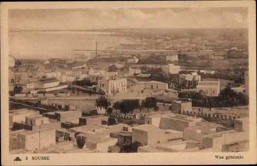 Ak Sousse Tunesien, Stadtpanorama von oben, Blick über die Dächer der Stadt