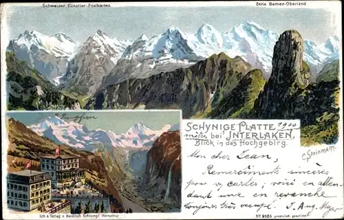 Künstler Litho Steinmann, C., Interlaken Kt. Bern Schweiz, Schynige Platte, Blick in das Hochgebirg