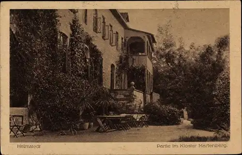 Ak Helmstedt in Niedersachsen, Partie im Kloster Marienberg, Terrasse