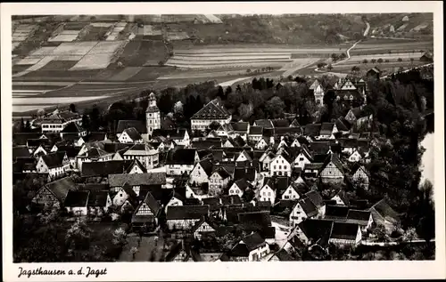 Ak Jagsthausen in Baden Württemberg, Fliegeraufnahme, Stadtpanorama