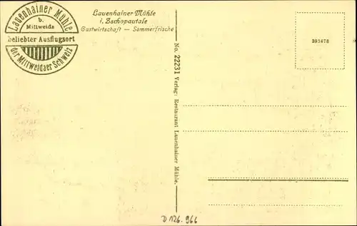 Ak Lauenhain Mittweida in Sachsen, Lauenhainer Mühle im Zschopautal