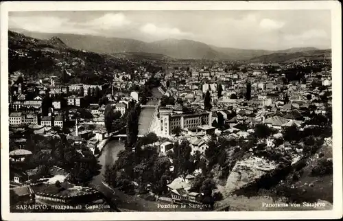 Ak Sarajevo Bosnien Herzegowina, Panoramablick auf die Stadt