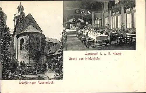 Ak Hildesheim in Niedersachsen, Bahnhof Wartesaal I. und II. Klasse, 1000jh Rosenstock