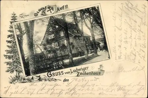 Passepartout Ak Clausthal Zellerfeld im Oberharz, Ludwiger Zechenhaus, Glück auf