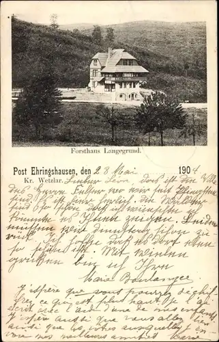 Ak Ehringshausen im Lahn Dill Kreis, Forsthaus Langegrund