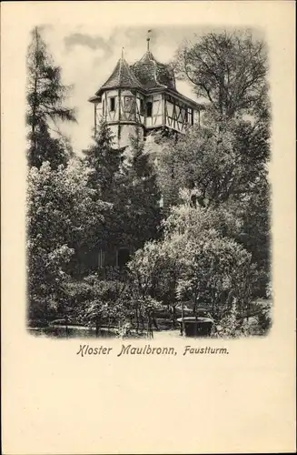 Ak Maulbronn im Enzkreis Baden Württemberg, Blick auf den Faustturm, Kloster