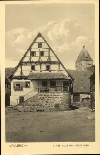 Ak Maulbronn im Enzkreis Baden Württemberg, Blick auf das alte Haus mit Hexenturm