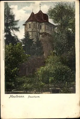 Ak Maulbronn im Enzkreis Baden Württemberg, Blick auf den Faustturm, Kloster