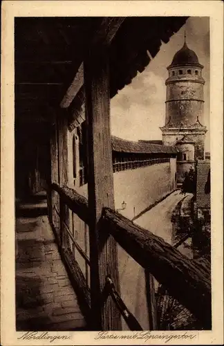 Ak Nördlingen im Nördlinger Ries Schwaben, Partie an der Stadtmauer mit Löpsinger Tor