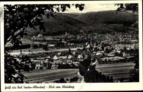 Ak Bad Sooden Allendorf in Hessen, Blick vom Klausberg auf den Ort