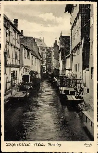Ak Wolfenbüttel in Niedersachsen, Klein Venedig, Fluss mit Häusern