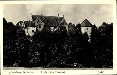 Ak Jagsthausen in Baden Württemberg, Blick vom Kirchfeld auf die Götzenburg