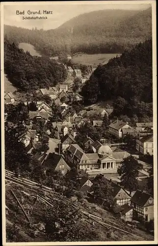 Ak Bad Grund im Harz, Schönhoffsblick, Stadtpanorama von oben