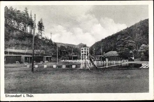 Ak Sitzendorf an der Schwarza in Thüringen, Partie im Schwimmbad