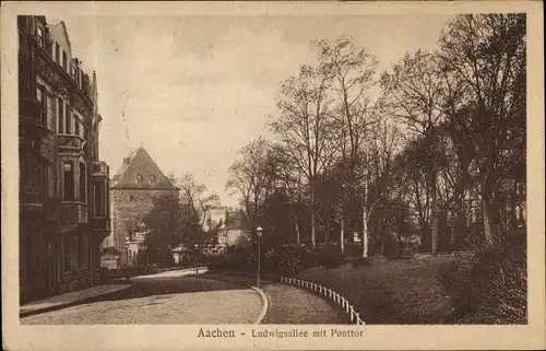 Ak Aachen in Nordrhein Westfalen, Ludwigsallee mit Ponttor