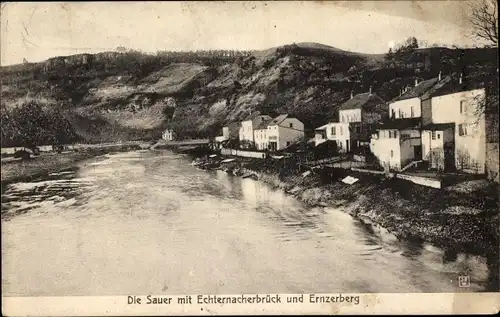 Ak Echternacherbrück in der Eifel Rheinland Pfalz, Die Sauer, Ernzerberg