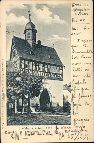 Ak Königstein im Taunus Hessen, Blick auf das Rathaus