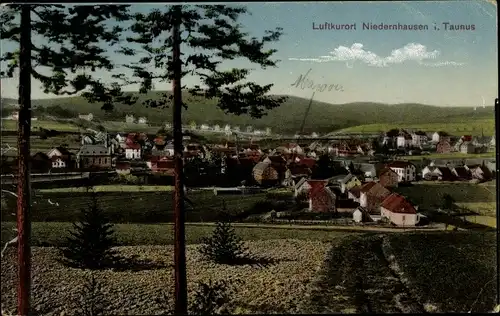 Ak Niedernhausen im Rheingau Taunus Kreis, Blick auf Ortschaft und Umgebung