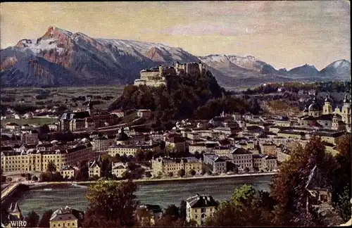 Künstler Ak Salzburg in Österreich, Blick vom Kapuzinerberg