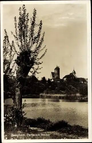 Ak Besigheim im Kreis Ludwigsburg, Stadtpanorama, Flusspartie