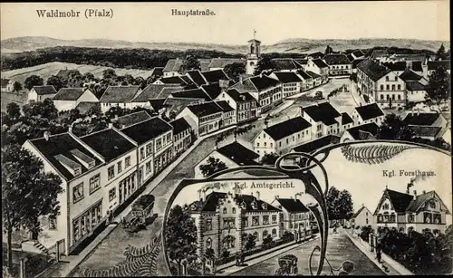 Ak Waldmohr im Kreis Kusel Rheinland Pfalz, Hauptstraße, Kgl. Amtsgericht, Kgl. Forsthaus