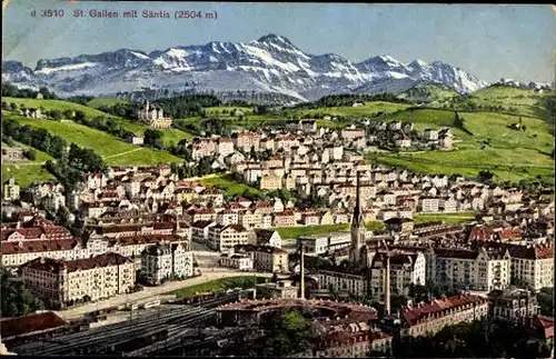 10 alte Ak Sankt Gallen Stadt Schweiz, diverse Ansichten