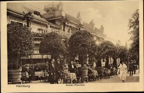 Ak Hamburg, Alsterpavillon, Straßenpartie, Passanten