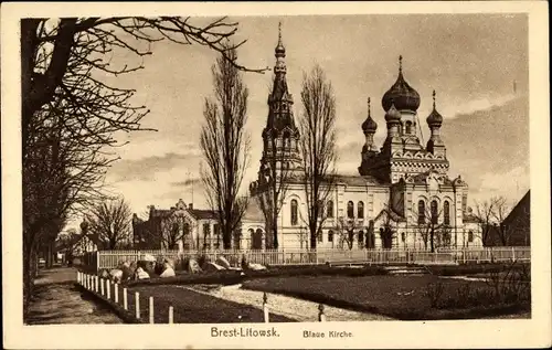 Ak Brest Litowsk Weißrussland, Blaue Kirche