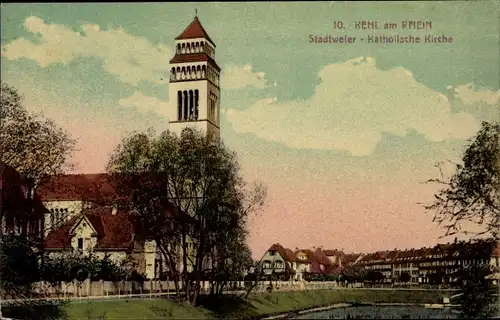 Ak Kehl am Rhein Ortenaukreis Baden Württemberg, Stadtweier, Katholische Kirche