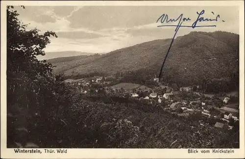 Ak Winterstein Waltershausen in Thüringen, Blick vom Knickstein auf den Ort mit Umgebung