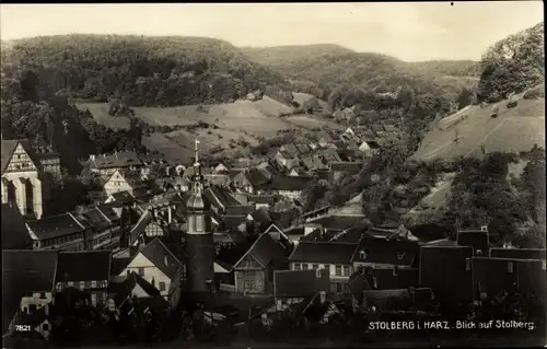 Ak Stolberg Südharz, Blick auf den Ort, Berge