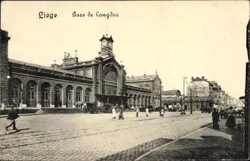 Ak Liège Lüttich Wallonien, Gare de Longdoz, Bahnhof, Straßenansicht