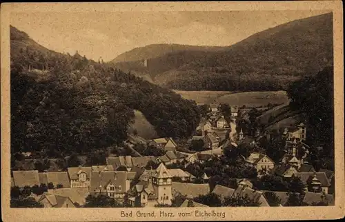 Ak Bad Grund im Harz, Totalansicht der Ortschaft vom Eichelberg aus gesehen