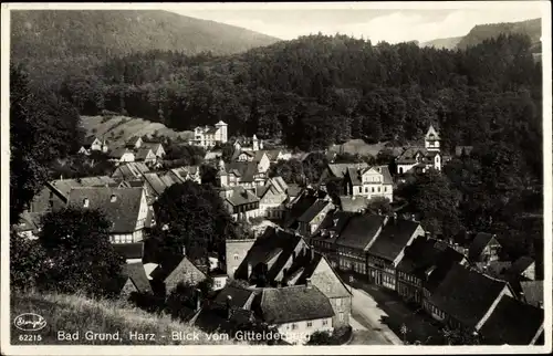 Ak Bad Grund im Harz, Totalansicht der Ortschaft vom Gittelderberg aus, Stengel 62215