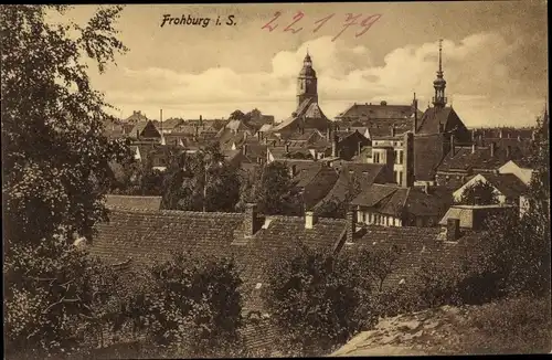 Ak Frohburg in Sachsen, Teilansicht vom Ort, Dächer, Kirche