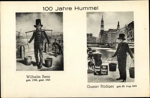 Ak Hamburg Mitte Altstadt, 100 Jahre Hummel, Wilhelm Benz, Gustav Rüdiger, Wasserträger