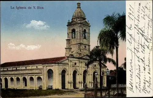 Ak Villa Rica Paraguay, La Iglesia, Die Kirche, Landkarte