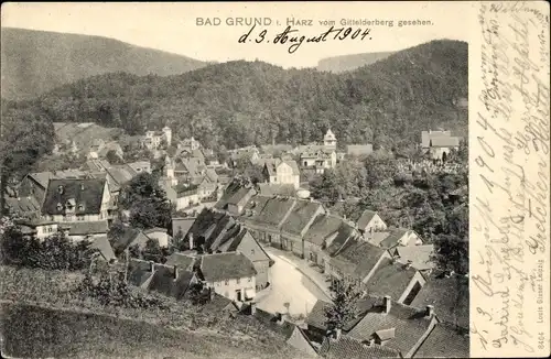 Ak Bad Grund im Harz, Totalansicht der Ortschaft vom Gittelderberg gesehen