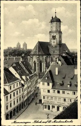 Ak Memmingen an der Iller Schwaben, Blick auf die St. Martinskirche, Tabakhandlung Geschw. Keppeler