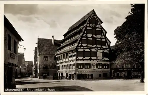 Ak Memmingen in Schwaben, Siebendächerhaus, Geschäft Jakob Zettler 