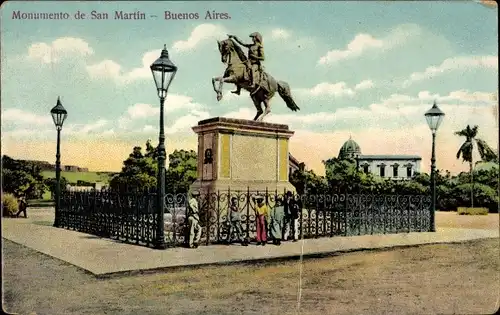 Ak Buenos Aires Argentinien, Monumento de San Martin, Reiterstandbild