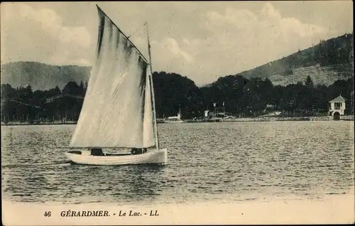 Ak Gérardmer Lothringen Vosges, Le Lac, Segelboot auf dem See, LL.