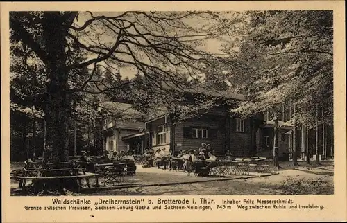 Ak Brotterode Trusetal in Thüringen, Waldschänke Dreiherrnstein, Inh. Fritz Messerschmidt