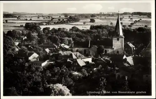 Ak Lütjenburg in Schleswig Holstein, Stadtpanorama, Cafe Bismarckturm, Inh. H. Riemenschneider